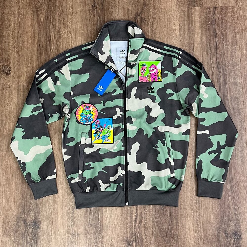 NEW Jeremy Scott x Adidas Camo Illustrated Artwork Track Jacket Sz S